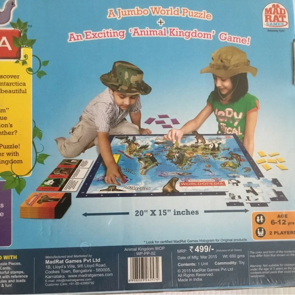 NEW Sealed Animal Kingdom Worldopedia Game World Jigsaw Puzzle Mad Rat India